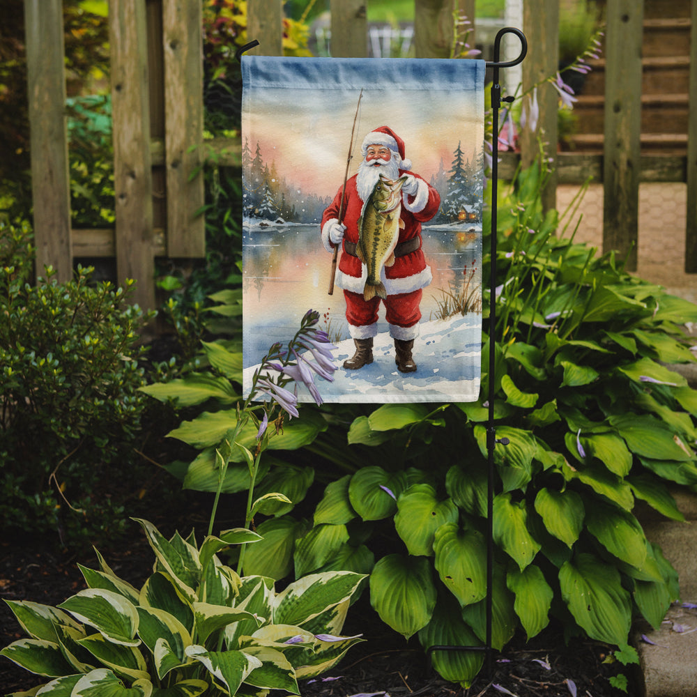 Fishing Santa Claus with Largemouth Bass Christmas Garden Flag Mailbox Decorative Yard Banner Outside Patio Artwork for Flower Beds, Garden Size, Multicolor