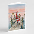 Fishing Santa Claus with Oysters Christmas Greeting Cards Pack of 8 Blank Cards with Envelopes Whimsical A7 Size 5x7