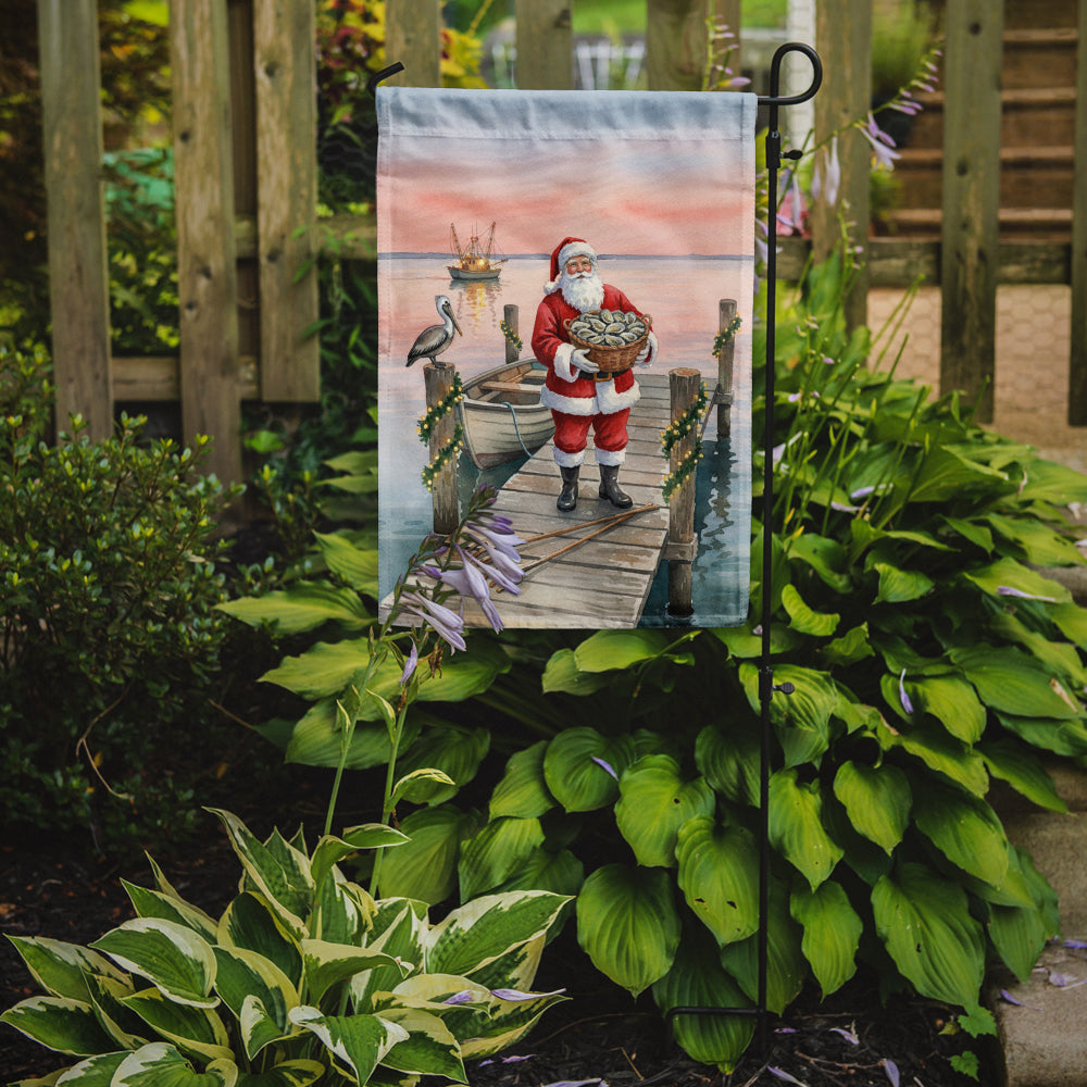 Fishing Santa Claus with Oysters Christmas Garden Flag Mailbox Decorative Yard Banner Outside Patio Artwork for Flower Beds, Garden Size, Multicolor
