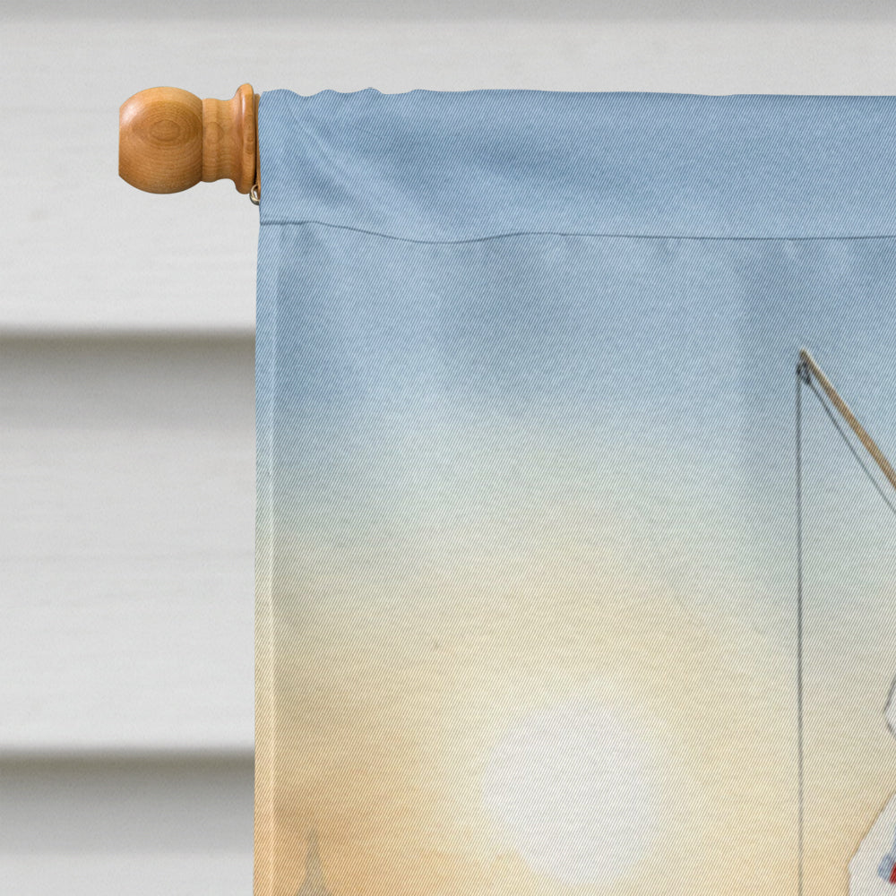 Fishing Santa Claus with Rainbow Trout Christmas House Flag 28x40 Porch Sleeve Pole Decorative Outside Yard Banner Artwork Wall Hanging, Polyester