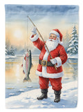 Fishing Santa Claus with Rainbow Trout Christmas Garden Flag Mailbox Decorative Yard Banner Outside Patio Artwork for Flower Beds, Garden Size, Multicolor