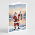 Fishing Santa Claus with Smallmouth Bass Christmas Greeting Cards Pack of 8 Blank Cards with Envelopes Whimsical A7 Size 5x7