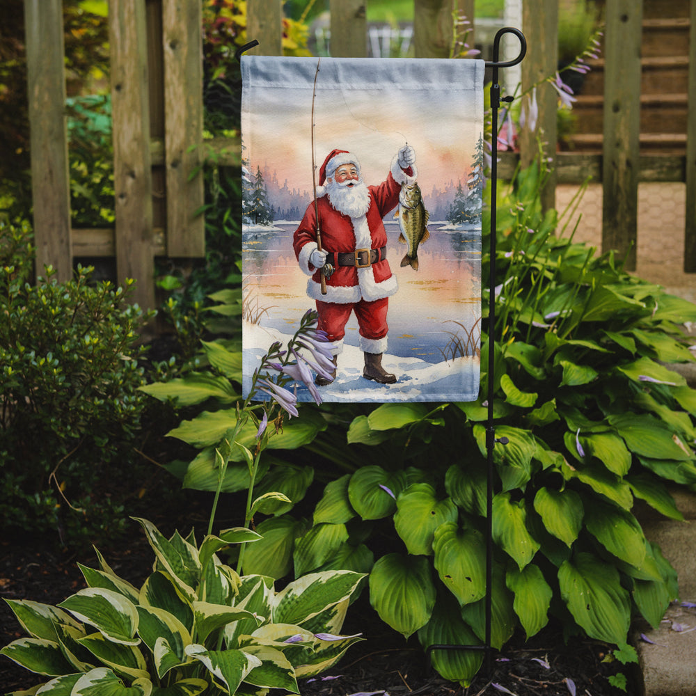 Fishing Santa Claus with Smallmouth Bass Christmas Garden Flag Mailbox Decorative Yard Banner Outside Patio Artwork for Flower Beds, Garden Size, Multicolor