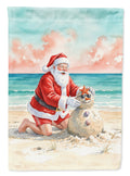 Santa Claus Building a Sand Snowman Christmas Garden Flag Mailbox Decorative Yard Banner Outside Patio Artwork for Flower Beds, Garden Size, Multicolor