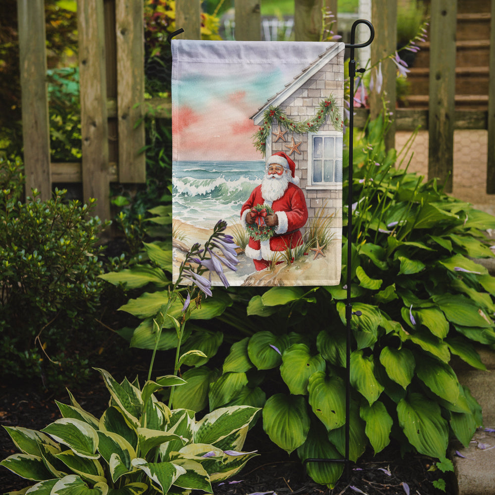 Santa Claus by the Seaside Cottage Christmas Garden Flag Mailbox Decorative Yard Banner Outside Patio Artwork for Flower Beds, Garden Size, Multicolor
