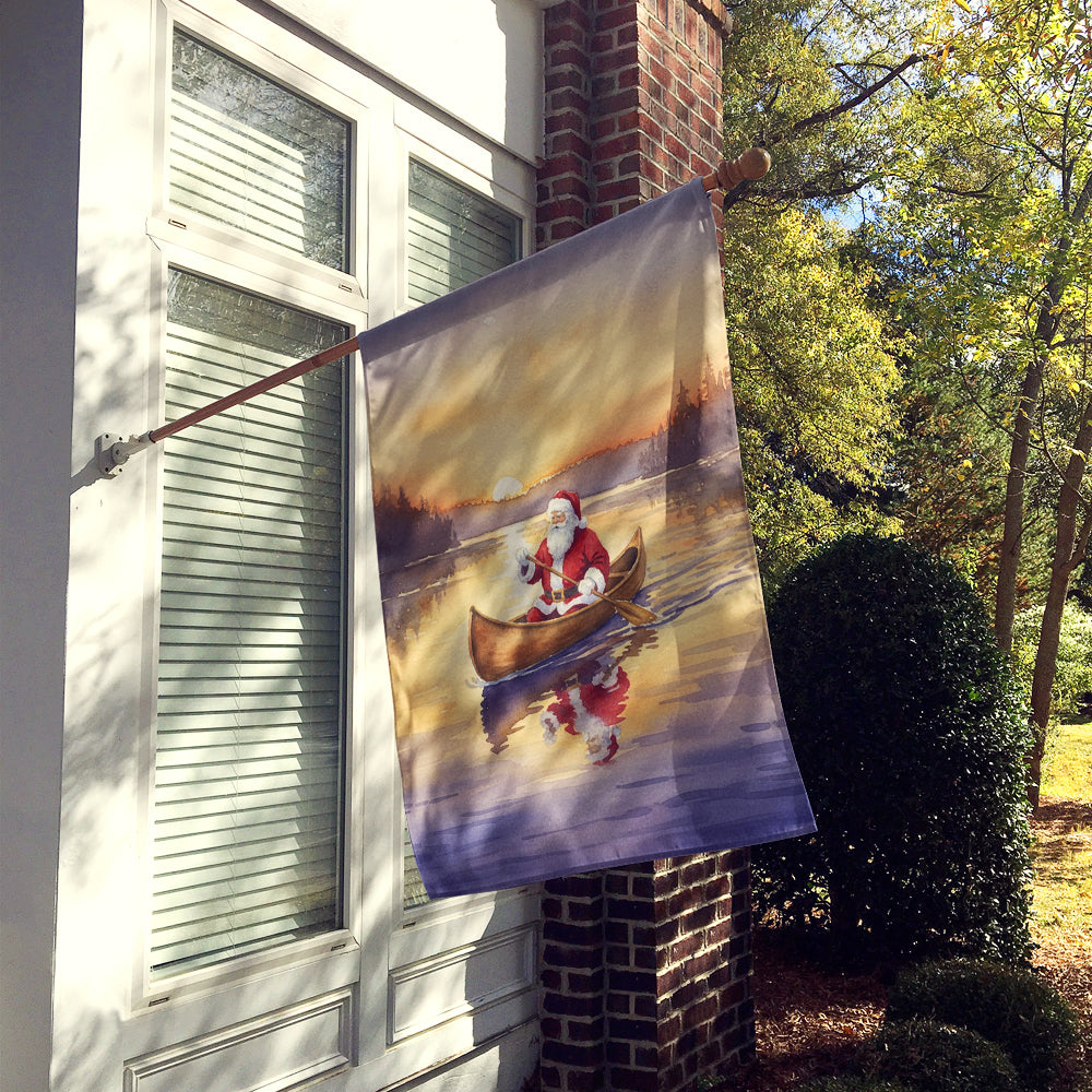 Santa Claus Canoeing at Sunset Christmas House Flag 28x40 Porch Sleeve Pole Decorative Outside Yard Banner Artwork Wall Hanging, Polyester