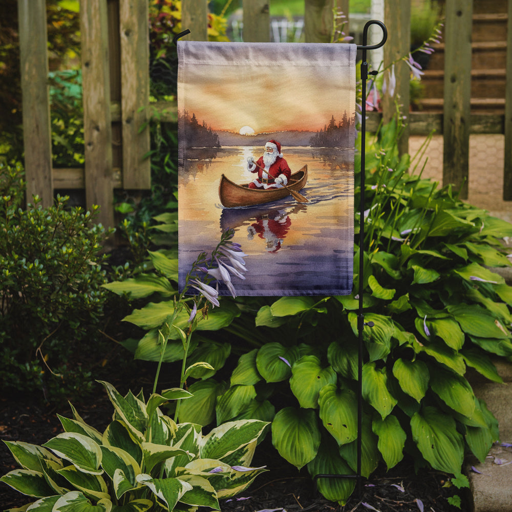 Santa Claus Canoeing at Sunset Christmas Garden Flag Mailbox Decorative Yard Banner Outside Patio Artwork for Flower Beds, Garden Size, Multicolor