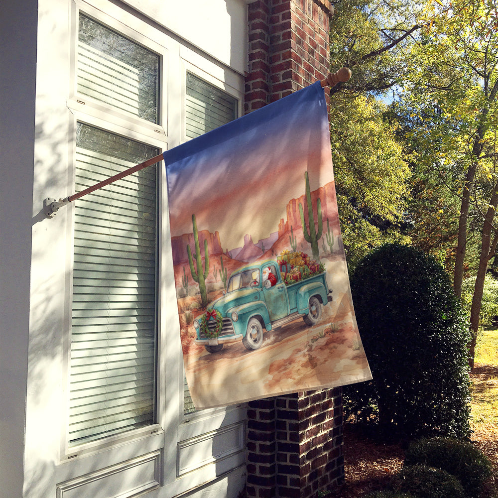 Santa Claus Delivering Gifts in an Old Pickup Christmas House Flag 28x40 Porch Sleeve Pole Decorative Outside Yard Banner Artwork Wall Hanging, Polyester