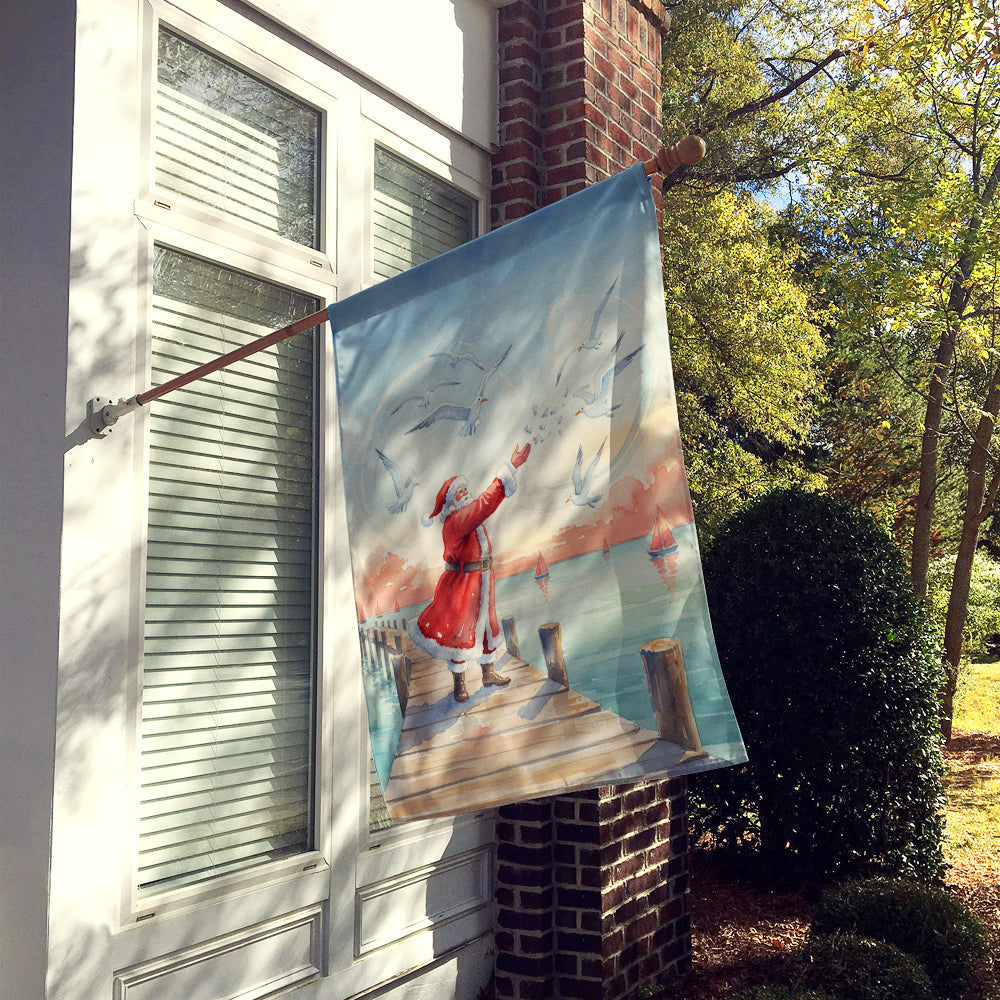 Santa Claus Feeding the Seagulls Christmas House Flag 28x40 Porch Sleeve Pole Decorative Outside Yard Banner Artwork Wall Hanging, Polyester