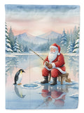 Santa Claus Ice Fishing on the Lake Christmas Garden Flag Mailbox Decorative Yard Banner Outside Patio Artwork for Flower Beds, Garden Size, Multicolor