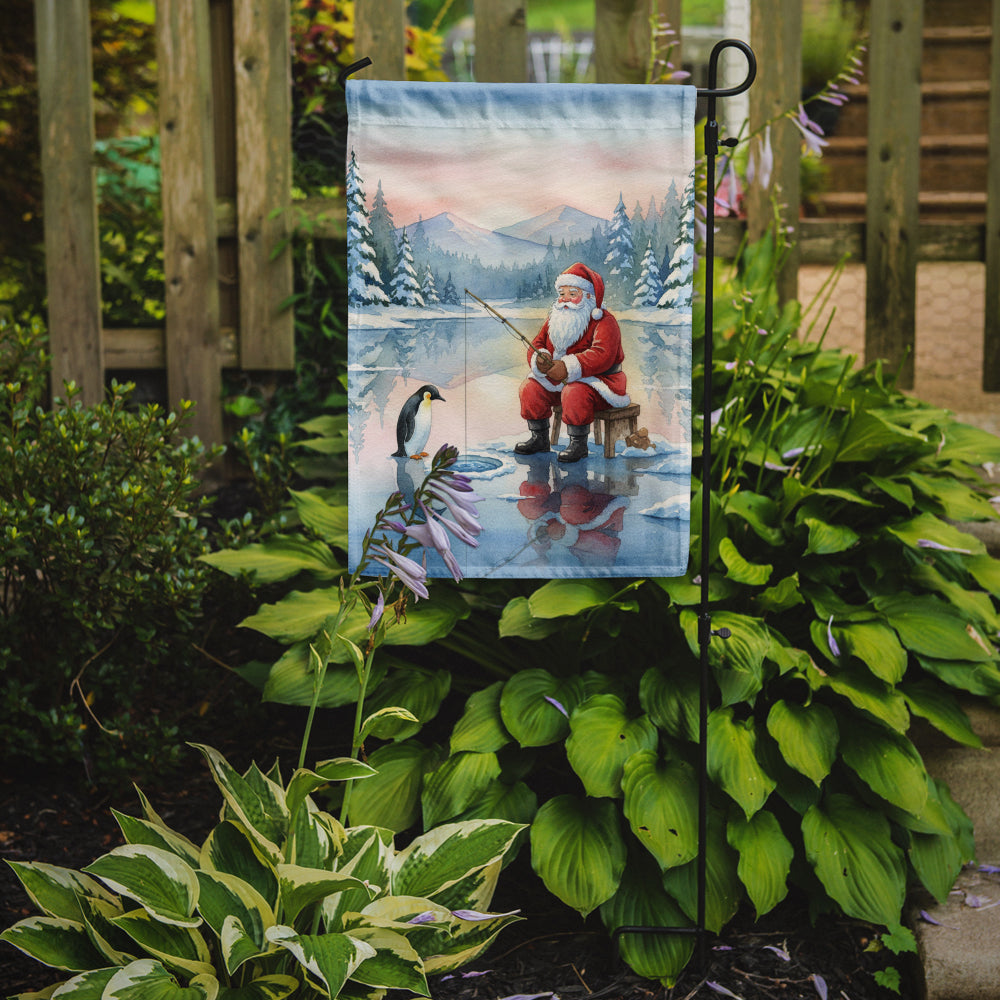 Santa Claus Ice Fishing on the Lake Christmas Garden Flag Mailbox Decorative Yard Banner Outside Patio Artwork for Flower Beds, Garden Size, Multicolor