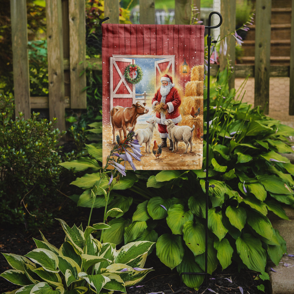 Santa Claus in the Barn with Animals Christmas Garden Flag Mailbox Decorative Yard Banner Outside Patio Artwork for Flower Beds, Garden Size, Multicolor