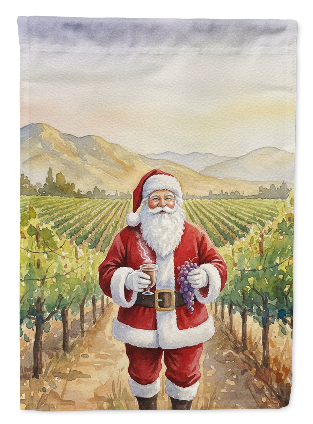 Santa Claus in the Vineyard Christmas House Flag 28x40 Porch Sleeve Pole Decorative Outside Yard Banner Artwork Wall Hanging, Polyester