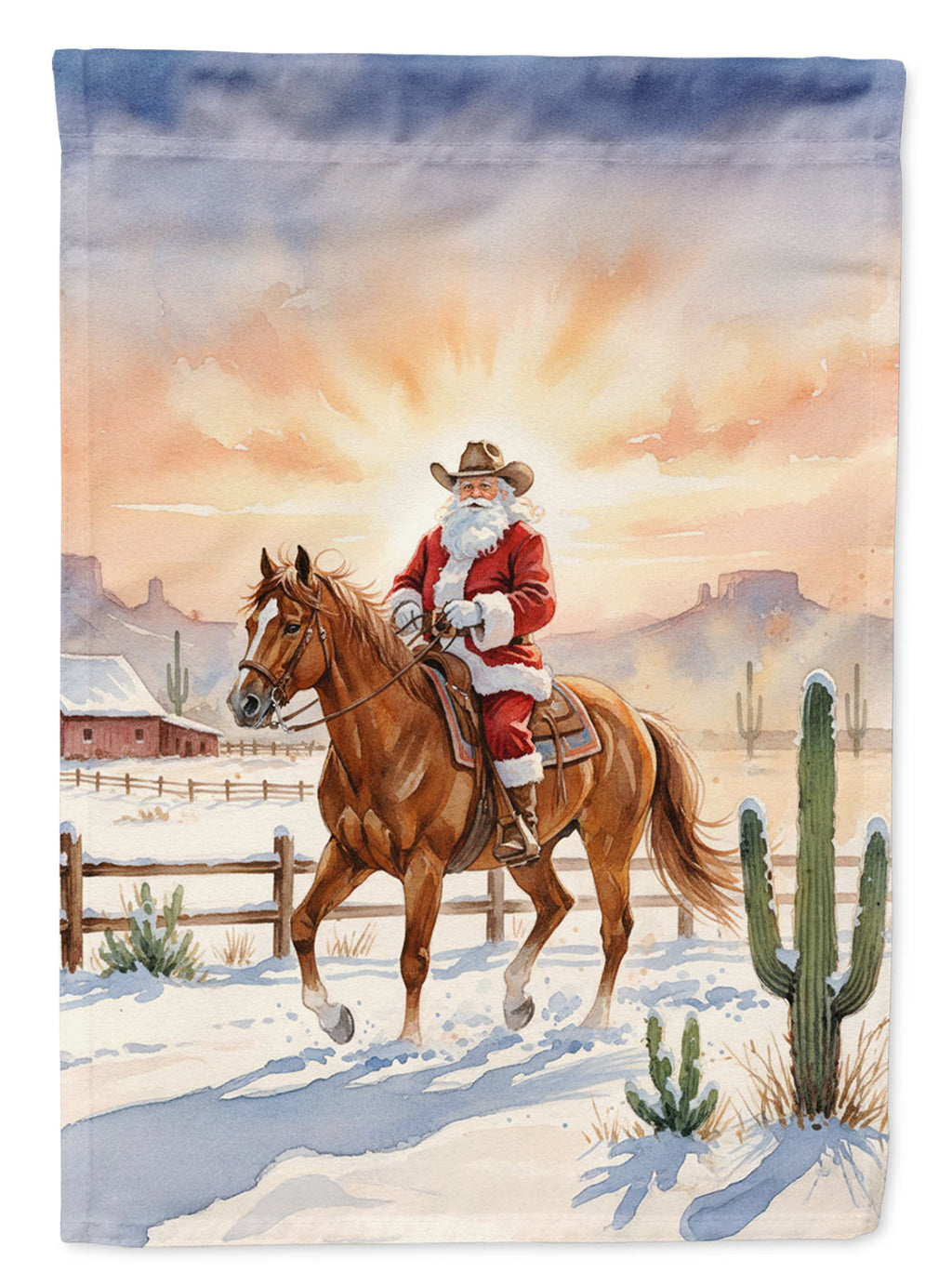 Santa Claus on Horseback at the Ranch Christmas Garden Flag Mailbox Decorative Yard Banner Outside Patio Artwork for Flower Beds, Garden Size, Multicolor
