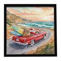 Santa Claus on Route 1 Christmas Framed Metal Print Bathroom, Kitchen, Office, Home Decor Wall Art Ready to Hang, Square, 8X8