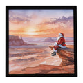 Santa Claus on the Red Rocks Christmas Framed Metal Print Bathroom, Kitchen, Office, Home Decor Wall Art Ready to Hang, Square, 8X8