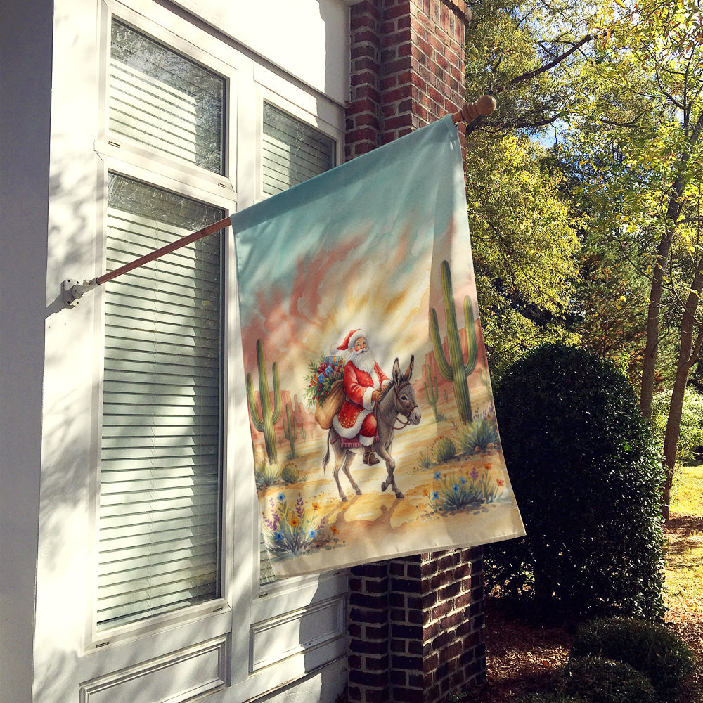Santa Claus Riding a Burro Christmas House Flag 28x40 Porch Sleeve Pole Decorative Outside Yard Banner Artwork Wall Hanging, Polyester