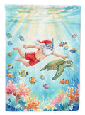 Santa Claus Snorkeling with a Sea Turtle Christmas Garden Flag Mailbox Decorative Yard Banner Outside Patio Artwork for Flower Beds, Garden Size, Multicolor