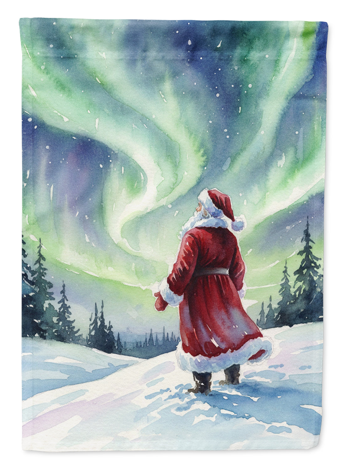 Santa Claus Watching the Northern Lights Christmas Garden Flag Mailbox Decorative Yard Banner Outside Patio Artwork for Flower Beds, Garden Size, Multicolor