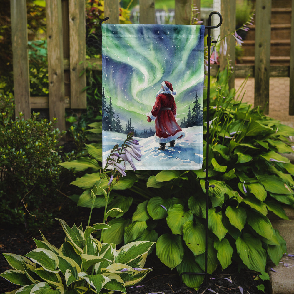 Santa Claus Watching the Northern Lights Christmas Garden Flag Mailbox Decorative Yard Banner Outside Patio Artwork for Flower Beds, Garden Size, Multicolor