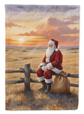 Santa Claus Watching the Sunset on the Prairie Christmas Garden Flag Mailbox Decorative Yard Banner Outside Patio Artwork for Flower Beds, Garden Size, Multicolor