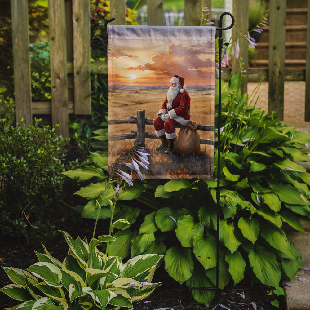 Santa Claus Watching the Sunset on the Prairie Christmas Garden Flag Mailbox Decorative Yard Banner Outside Patio Artwork for Flower Beds, Garden Size, Multicolor