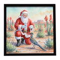 Santa Claus with a Roadrunner Christmas Framed Metal Print Bathroom, Kitchen, Office, Home Decor Wall Art Ready to Hang, Square, 8X8