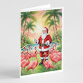 Santa Claus with Flamingos Christmas Greeting Cards Pack of 8 Blank Cards with Envelopes Whimsical A7 Size 5x7