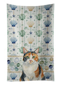 Calico Cat Coastal Sea Glass Kitchen Towel Velour Plush Front and Cotton Loop Back Machine Washable