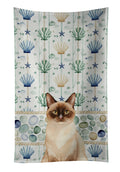 Chocolate Point Cat Coastal Sea Glass Kitchen Towel Velour Plush Front and Cotton Loop Back Machine Washable