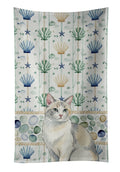 Dilute Calico Cat Coastal Sea Glass Kitchen Towel Velour Plush Front and Cotton Loop Back Machine Washable