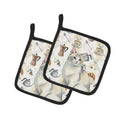 Dilute Calico Cat Coffee Time Pot Holder Set of 2 Heat Resistant Quilted Hot Pads 7.5 x 7.5 Inch, Insulated Kitchen Trivets for Cooking & Baking