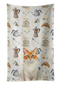 Flame Point Cat Coffee Time Kitchen Towel Velour Plush Front and Cotton Loop Back Machine Washable