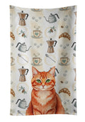 Solid Red Ginger Cat Coffee Time Kitchen Towel Velour Plush Front and Cotton Loop Back Machine Washable