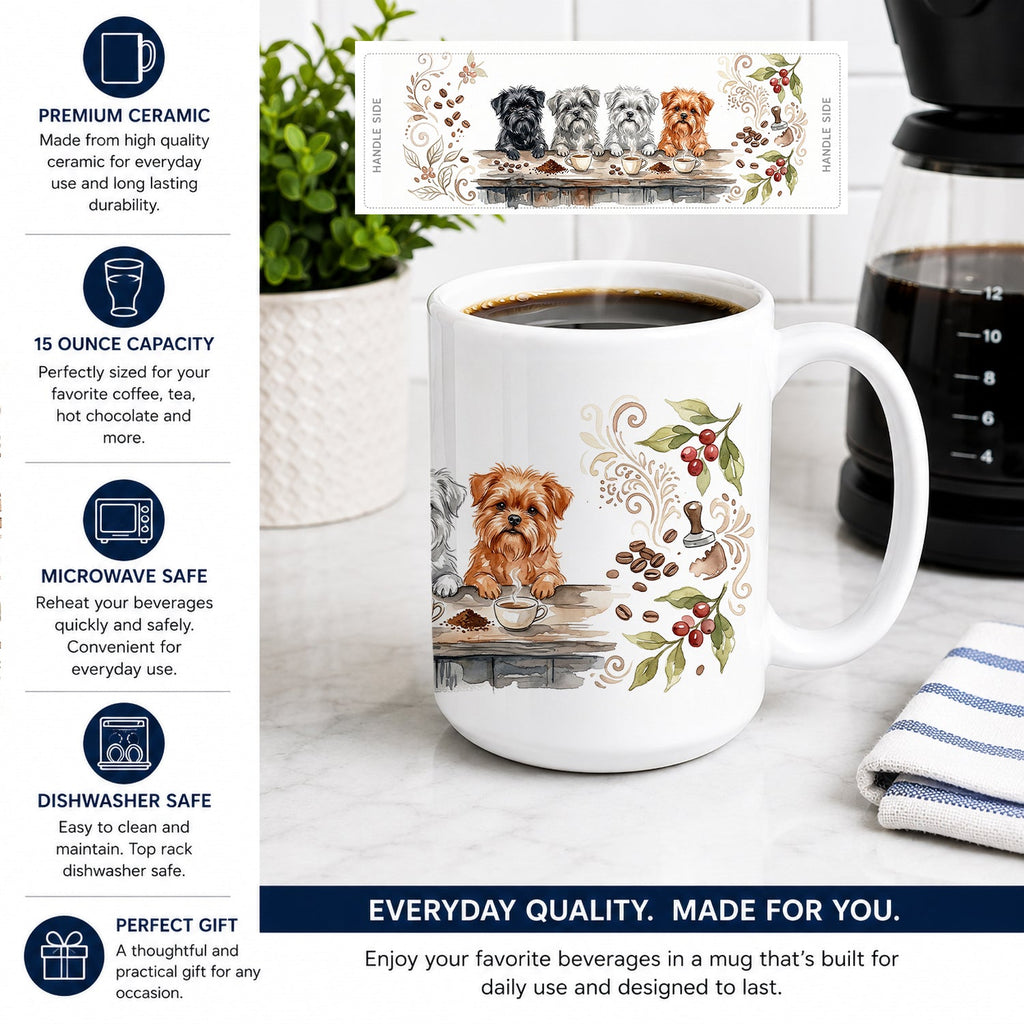 Affenpinschers Morning Coffee Ceramic Coffee Mug 15 oz Decorative Large C Handle Mug Cup for Tea, Cocoa Hot Chocolate