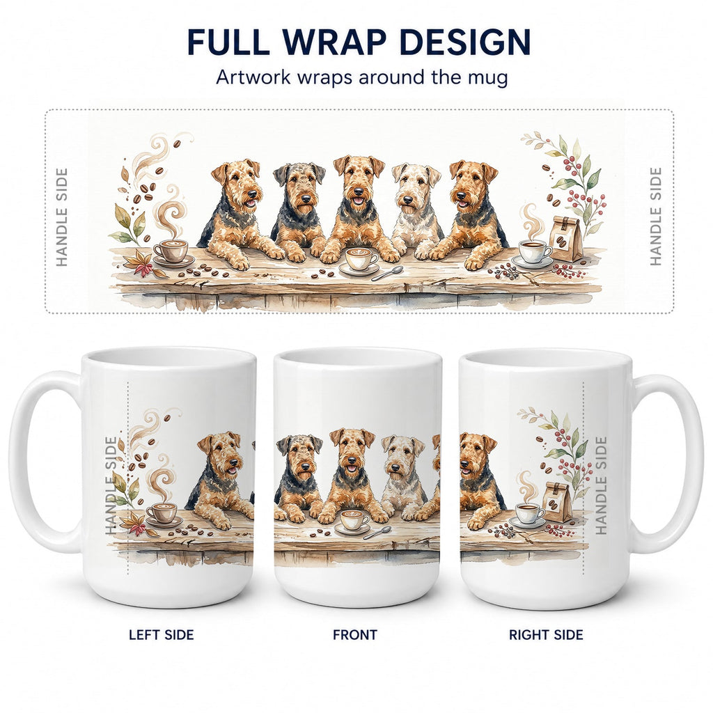 Airedale Terriers Morning Coffee Ceramic Coffee Mug 15 oz Decorative Large C Handle Mug Cup for Tea, Cocoa Hot Chocolate