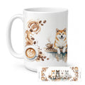 Akitas Morning Coffee Ceramic Coffee Mug 15 oz Decorative Large C Handle Mug Cup for Tea, Cocoa Hot Chocolate
