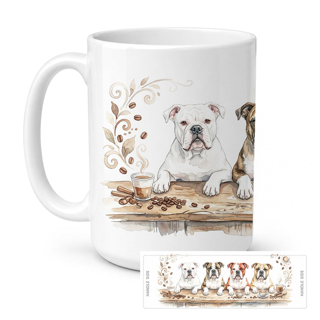 American Bulldogs Morning Coffee Ceramic Coffee Mug 15 oz Decorative Large C Handle Mug Cup for Tea, Cocoa Hot Chocolate