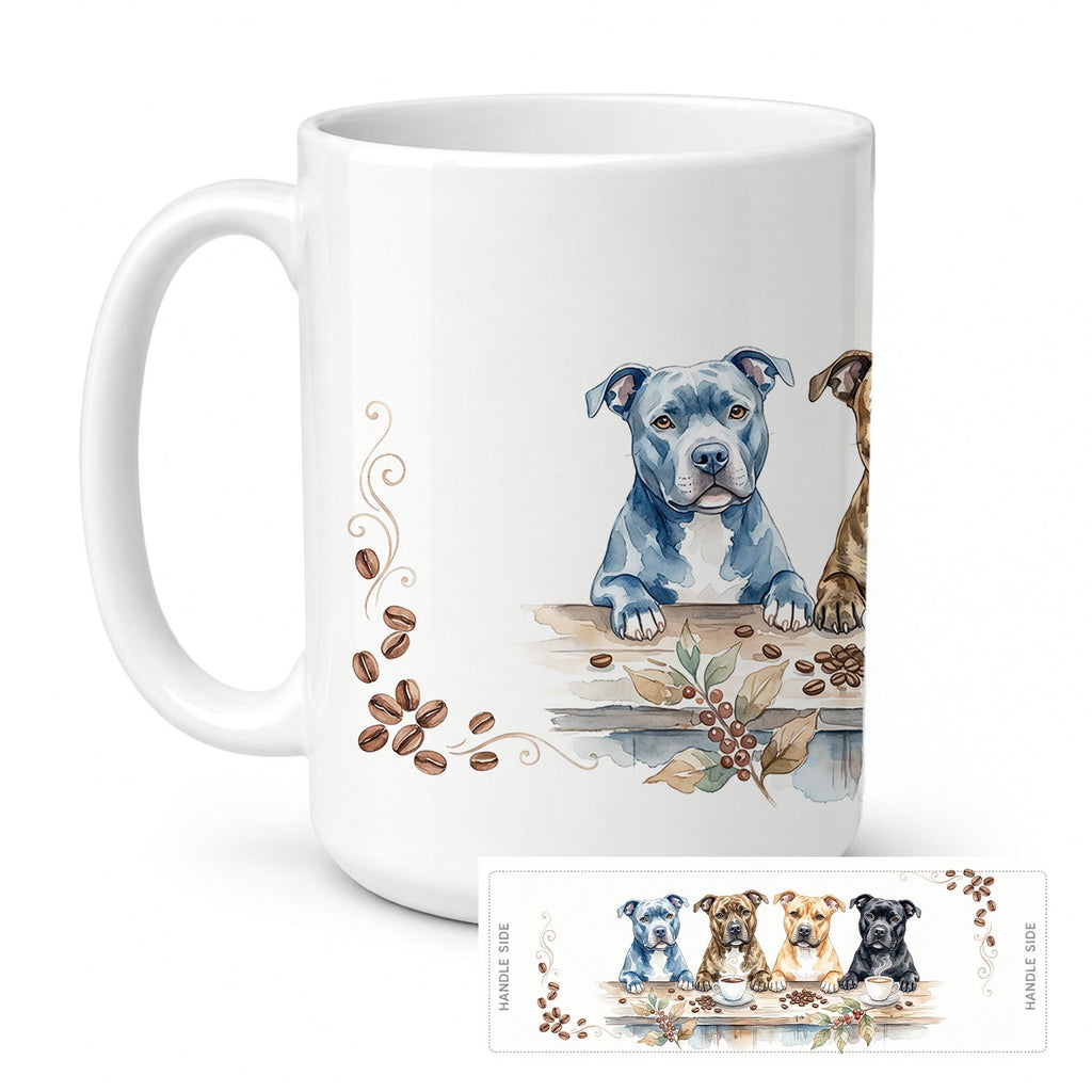 American Staffordshire Terriers Morning Coffee Ceramic Coffee Mug 15 oz Decorative Large C Handle Mug Cup for Tea, Cocoa Hot Chocolate
