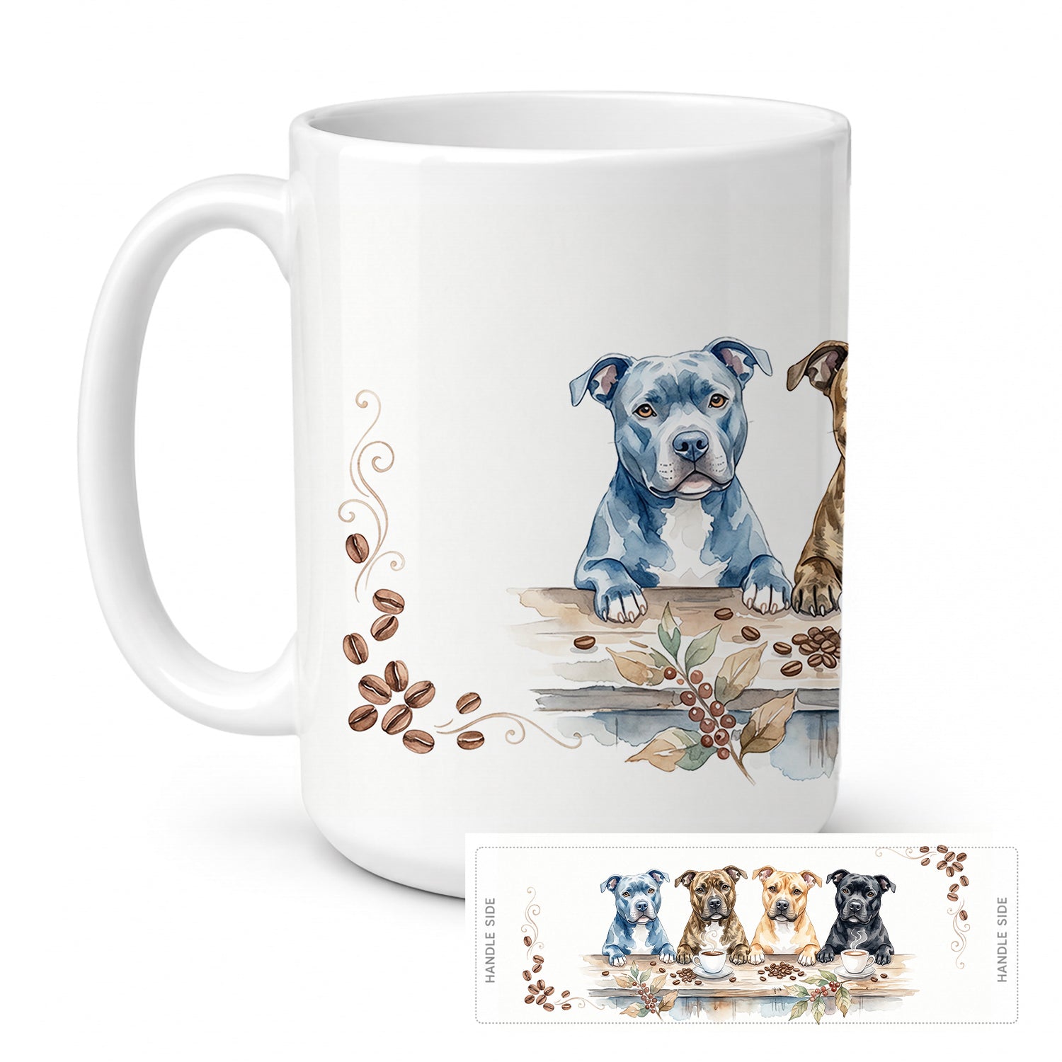 American Staffordshire Terriers Morning Coffee Ceramic Coffee Mug 15 oz Decorative Large C Handle Mug Cup for Tea, Cocoa Hot Chocolate