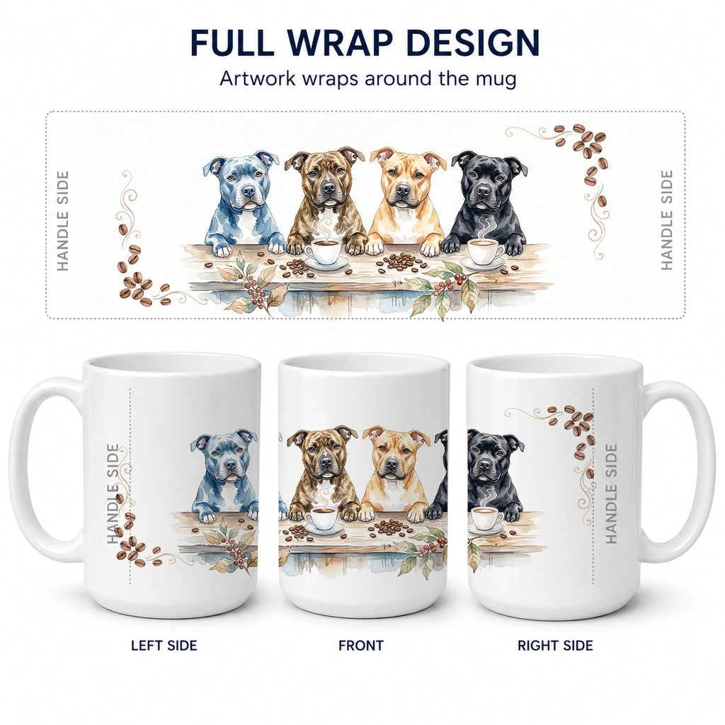 American Staffordshire Terriers Morning Coffee Ceramic Coffee Mug 15 oz Decorative Large C Handle Mug Cup for Tea, Cocoa Hot Chocolate