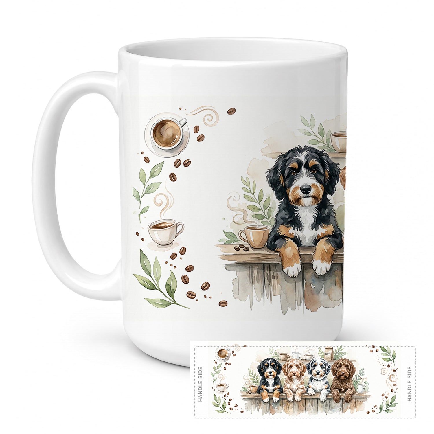 Aussiedoodles Morning Coffee Ceramic Coffee Mug 15 oz Decorative Large C Handle Mug Cup for Tea, Cocoa Hot Chocolate