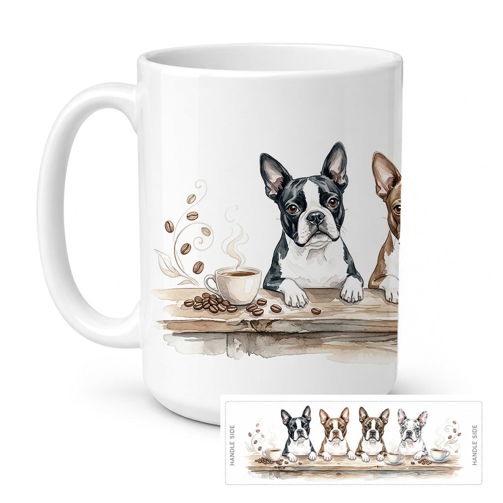 Boston Terriers Morning Coffee Ceramic Coffee Mug 15 oz Decorative Large C Handle Mug Cup for Tea, Cocoa Hot Chocolate