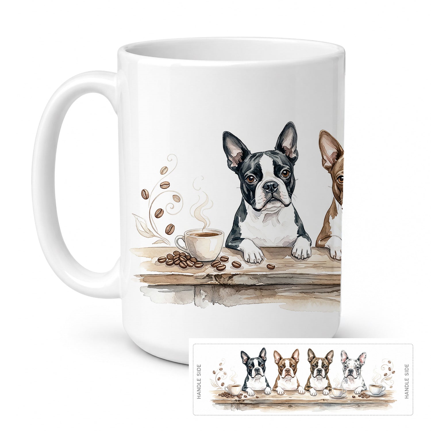 Boston Terriers Morning Coffee Ceramic Coffee Mug 15 oz Decorative Large C Handle Mug Cup for Tea, Cocoa Hot Chocolate