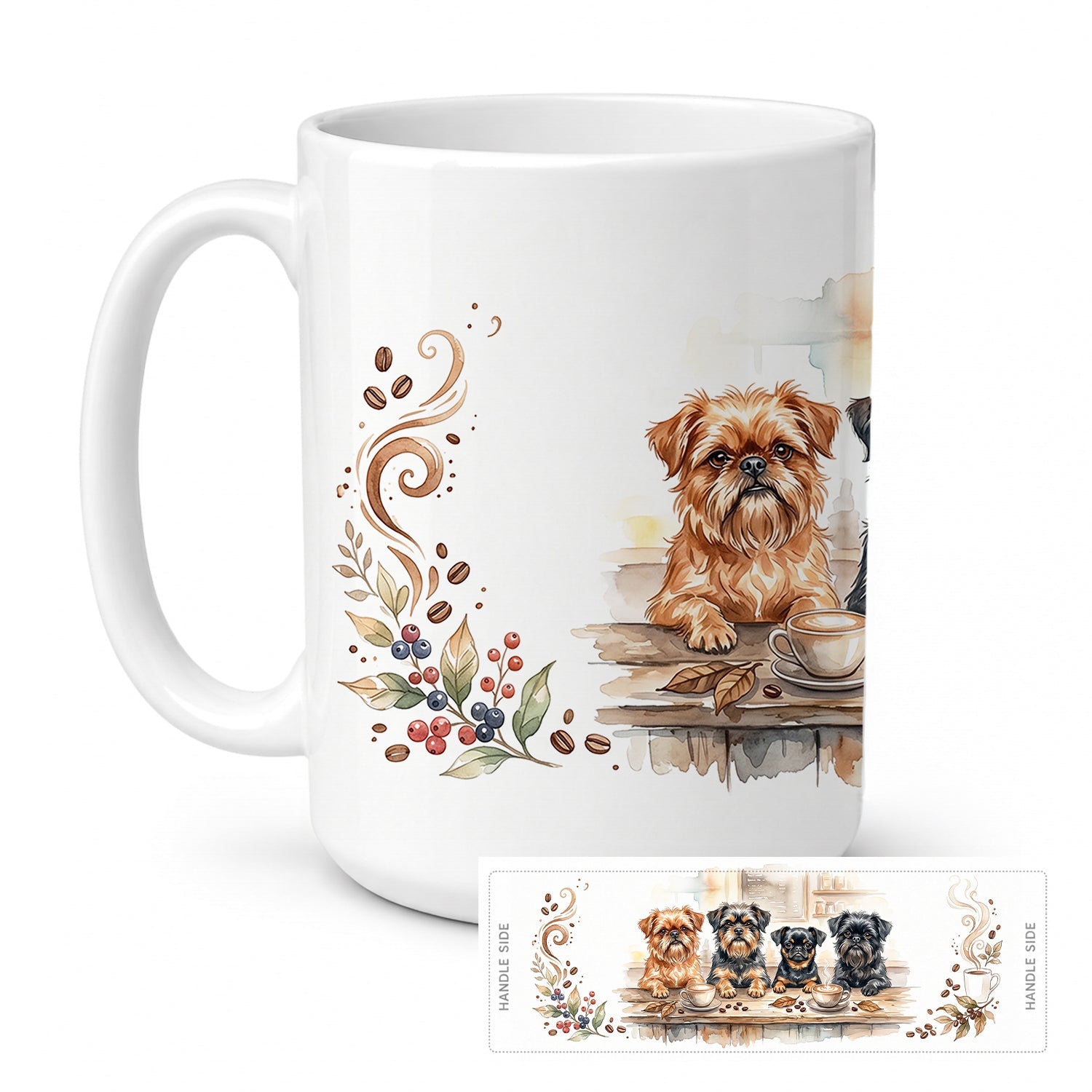 Brussels Griffons Morning Coffee Ceramic Coffee Mug 15 oz Decorative Large C Handle Mug Cup for Tea, Cocoa Hot Chocolate