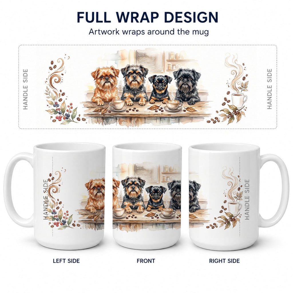 Brussels Griffons Morning Coffee Ceramic Coffee Mug 15 oz Decorative Large C Handle Mug Cup for Tea, Cocoa Hot Chocolate