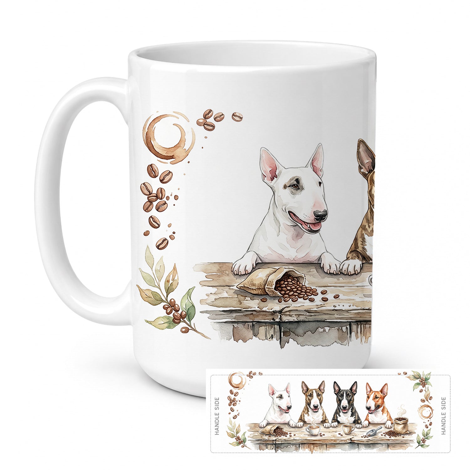 Bull Terriers Morning Coffee Ceramic Coffee Mug 15 oz Decorative Large C Handle Mug Cup for Tea, Cocoa Hot Chocolate