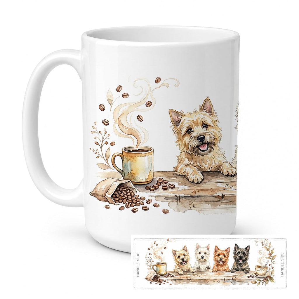 Cairn Terriers Morning Coffee Ceramic Coffee Mug 15 oz Decorative Large C Handle Mug Cup for Tea, Cocoa Hot Chocolate