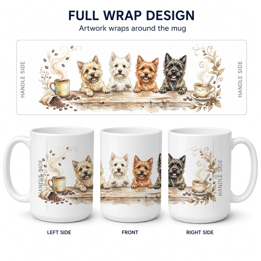 Cairn Terriers Morning Coffee Ceramic Coffee Mug 15 oz Decorative Large C Handle Mug Cup for Tea, Cocoa Hot Chocolate