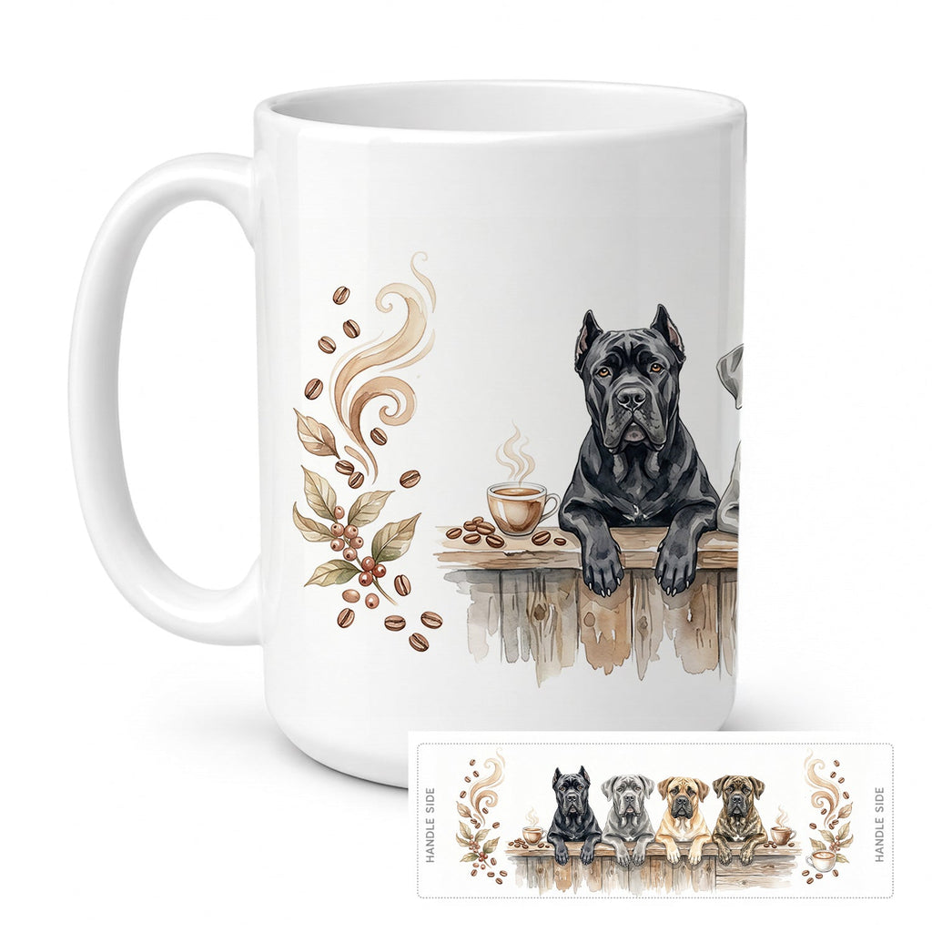 Cane Corsos Morning Coffee Ceramic Coffee Mug 15 oz Decorative Large C Handle Mug Cup for Tea, Cocoa Hot Chocolate